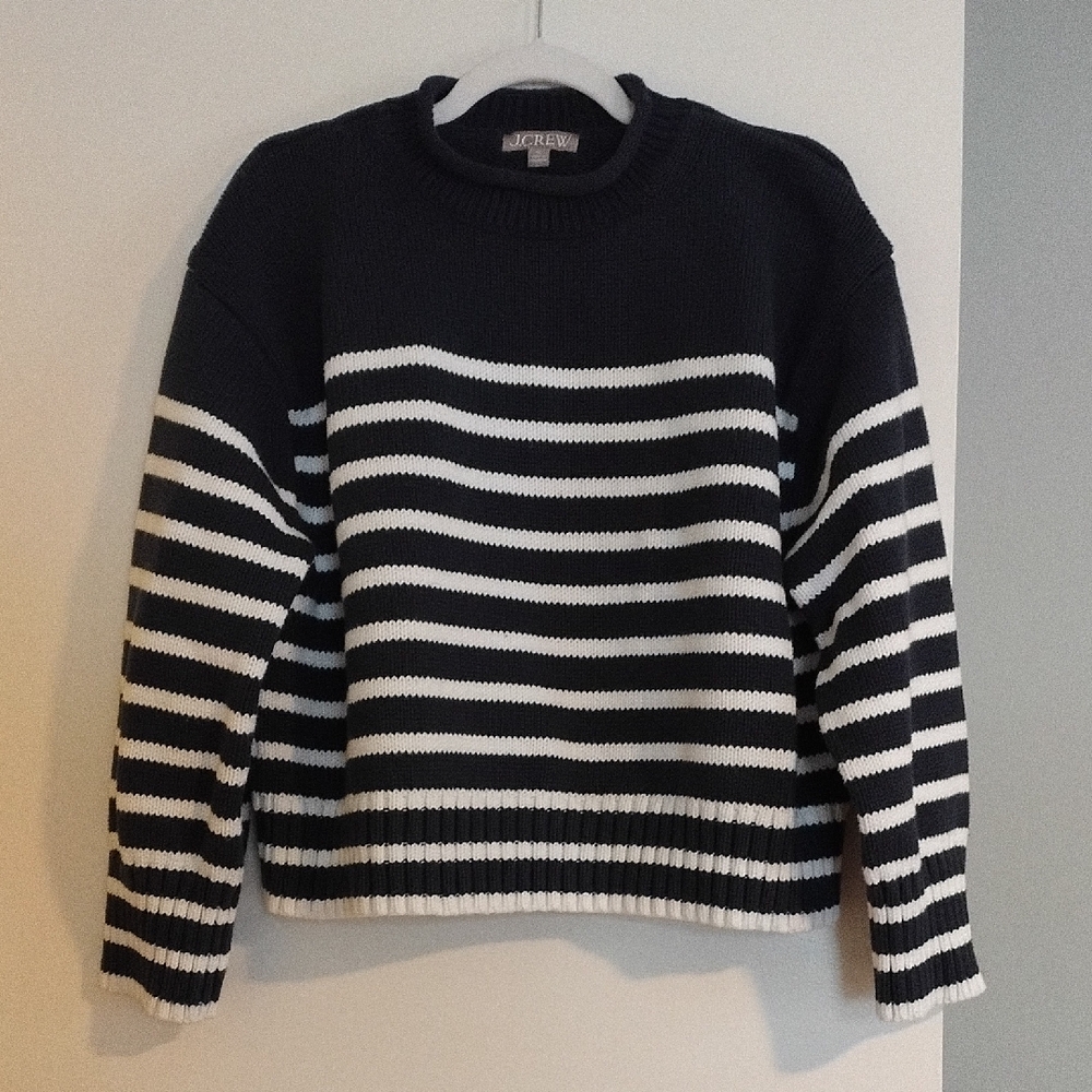 J. Crew Black and White Striped Sweater